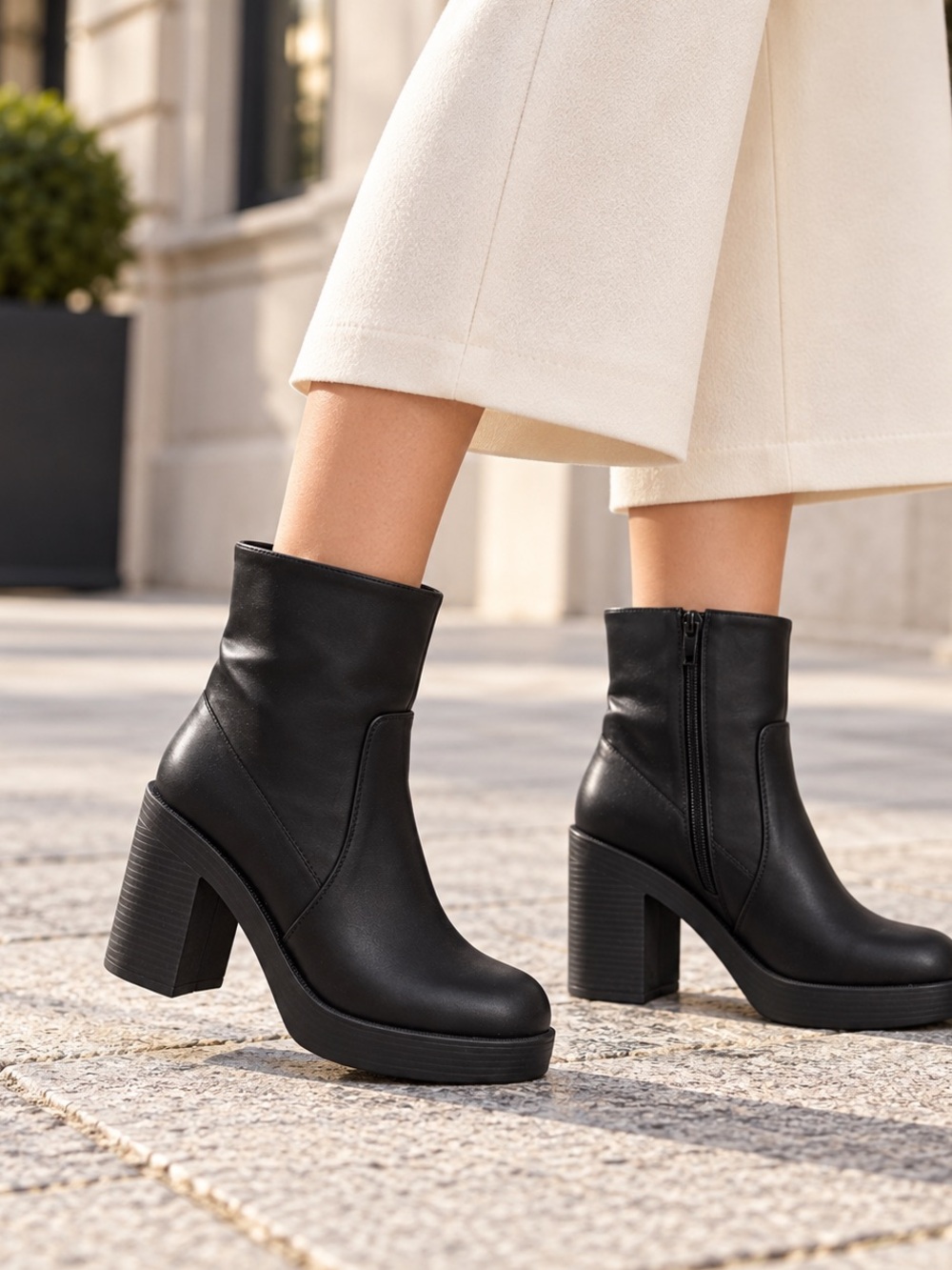 MIA McKenna Black Platform Ankle Boots, Size 7, New With Box